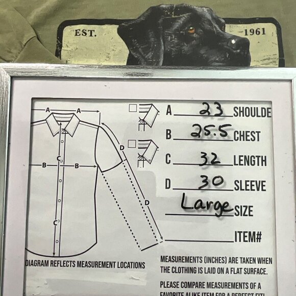Cabelas Hairy Dog Hunt Camp Mens Long‎ Sleeve Shirt Olive Green Large - Picture 5 of 8